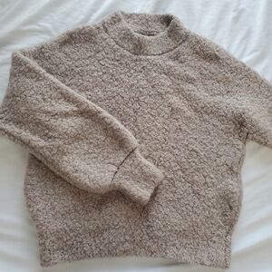 Frank & Oak Cozy Textured Crewneck Sweater in Light Taupe